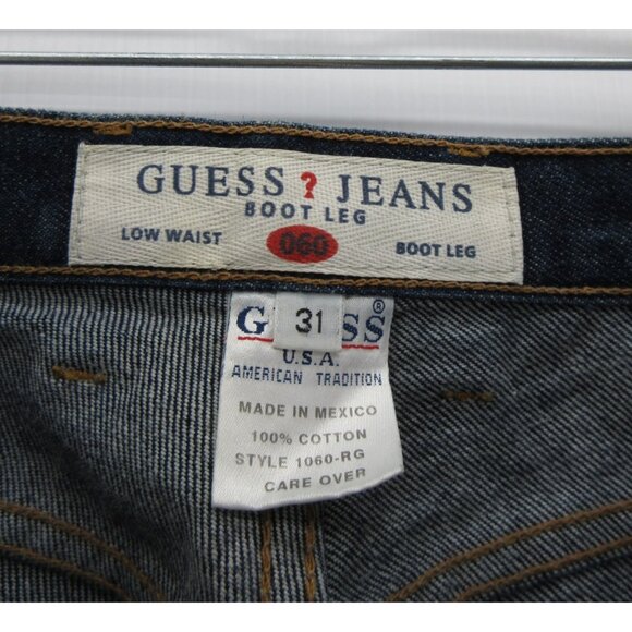 VINTAGE Guess Jeans 31 Bootcut Low Waist Denim Pants 90s Y2K 31X32 - Picture 10 of 12